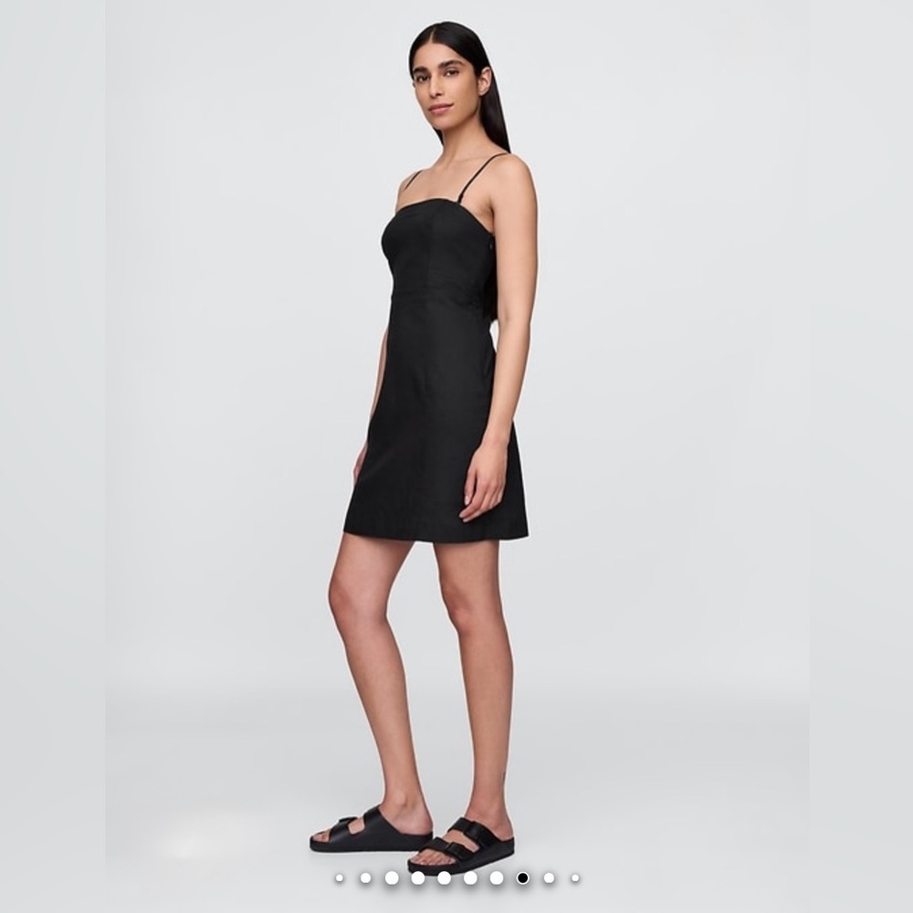 GAP Black Spaghetti Strap Linen Dress